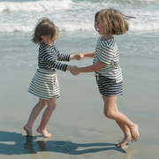 girls cream and navy stripe skirt with shorts