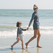 women's navy and cream stripe long sleeve tee