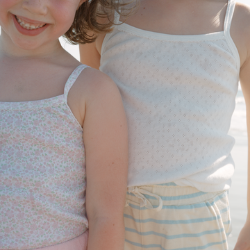 girls white and slate floral tank 2-pack