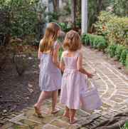 girls antique floral smocked bib dress