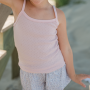 girls pink and antique floral tank 2-pack