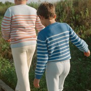 unisex regatta and light blue stripe knit cardigan