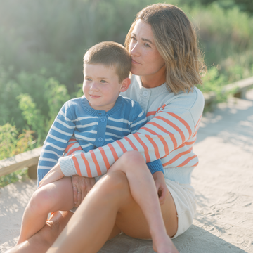 unisex regatta and light blue stripe knit cardigan