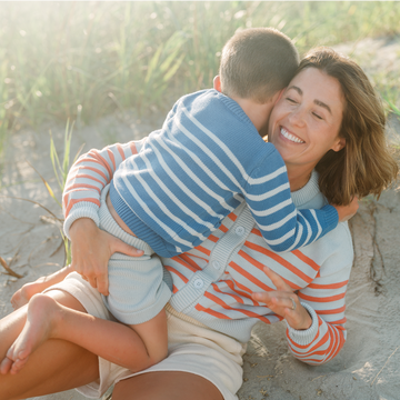 unisex regatta and light blue stripe knit cardigan