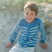 unisex regatta and light blue stripe knit cardigan