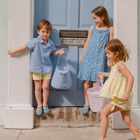 sky blue gingham quilted easter bucket