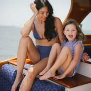 girls newport navy gingham ruffle cap sleeve one piece