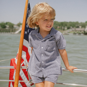 boys navy stripe french terry short