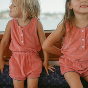 girls poppy red french terry romper