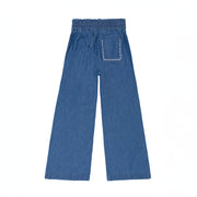 girls chambray embroidered pant