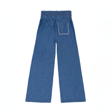 girls chambray embroidered pant