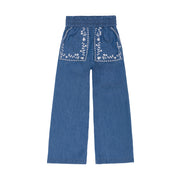girls chambray embroidered pant