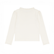 girls cream ruffle pointelle long sleeve shirt