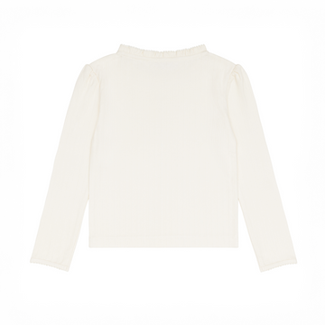 girls cream ruffle pointelle long sleeve shirt