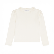 girls cream ruffle pointelle long sleeve shirt