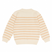 unisex cream and tan stripe knit cardigan