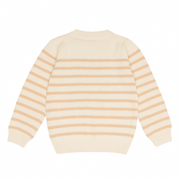 unisex cream and tan stripe knit cardigan