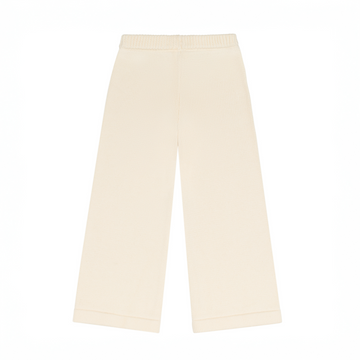 unisex cream wide leg knit pant