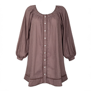 women's cocoa gingham long sleeve cotton coverup
