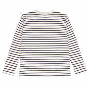 women's cream and navy stripe long sleeve tee