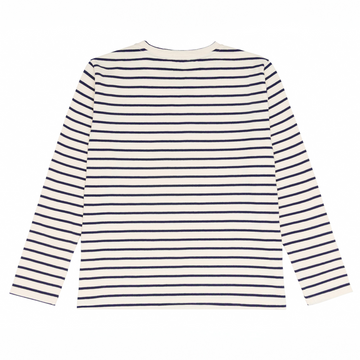 women's cream and navy stripe long sleeve tee