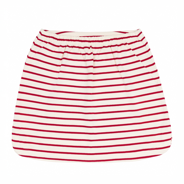 women's cream and red stripe skirt