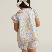 girls jasmine blossom puff sleeve top and short set