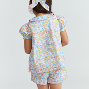 girls jasmine blossom puff sleeve top and short set