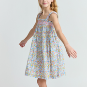 girls jasmine blossom smocked ruffle strap dress