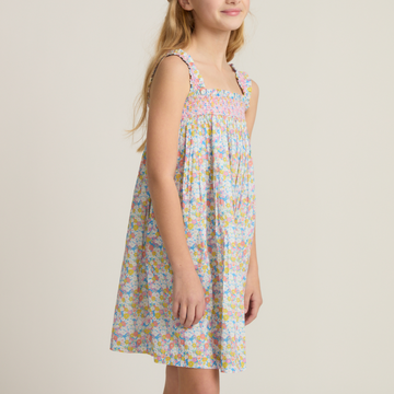 girls jasmine blossom smocked ruffle strap dress