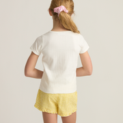 girls shell white pointelle shirt