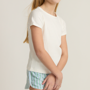 girls shell white pointelle shirt