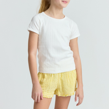 girls shell white pointelle shirt