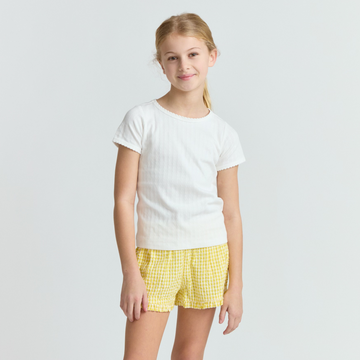 girls soleil gingham ruffle shorts