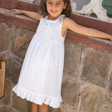 girls shell white simple dress – minnow