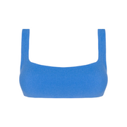 women's deep sea blue terry square neck bikini top