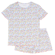 women's jasmine blossom shirt and short pima pajamas set