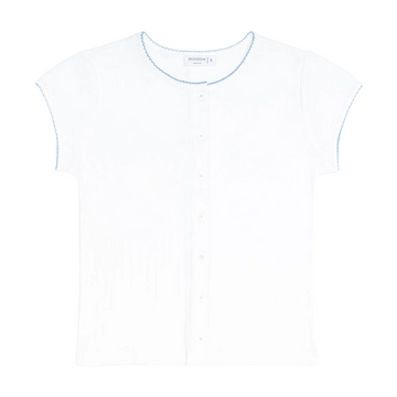 women's white pointelle short sleeve cardigan