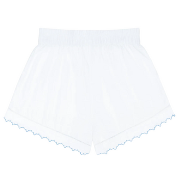 women's white scalloped short