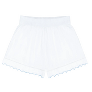 women's white scalloped short