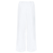 women's white scalloped linen beach pant