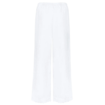 women's white scalloped linen beach pant