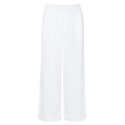 women's white scalloped linen beach pant