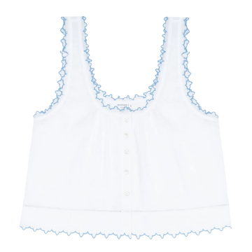 women's white scalloped button up tank