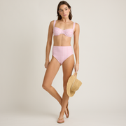 women's blush gingham cup bikini top