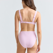 women's blush gingham high waist bikini bottom
