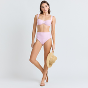 women's blush gingham high waist bikini bottom