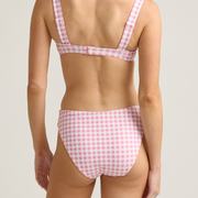 women's blush gingham mid rise bikini bottom