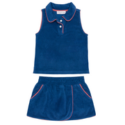 girls newport navy french terry tennis tank top and skort set