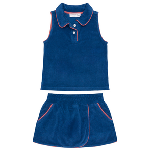 girls newport navy french terry tennis tank top and skort set